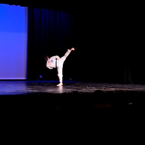 Zach Rogers gives karate performance.